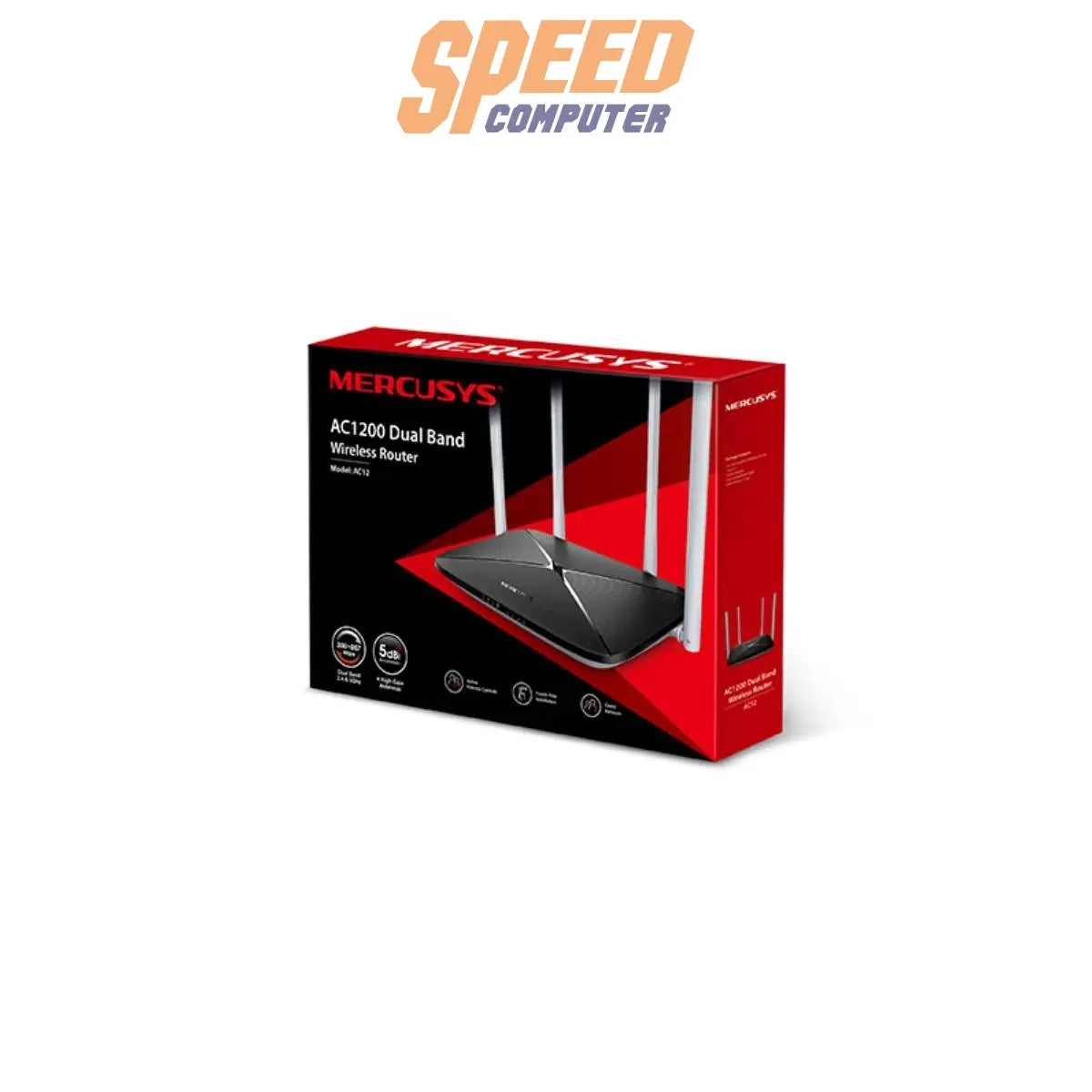 เราเตอร์ Mercusys AC12 AC1200 Dual Band Wireless Router สีดำ - SpeedCom