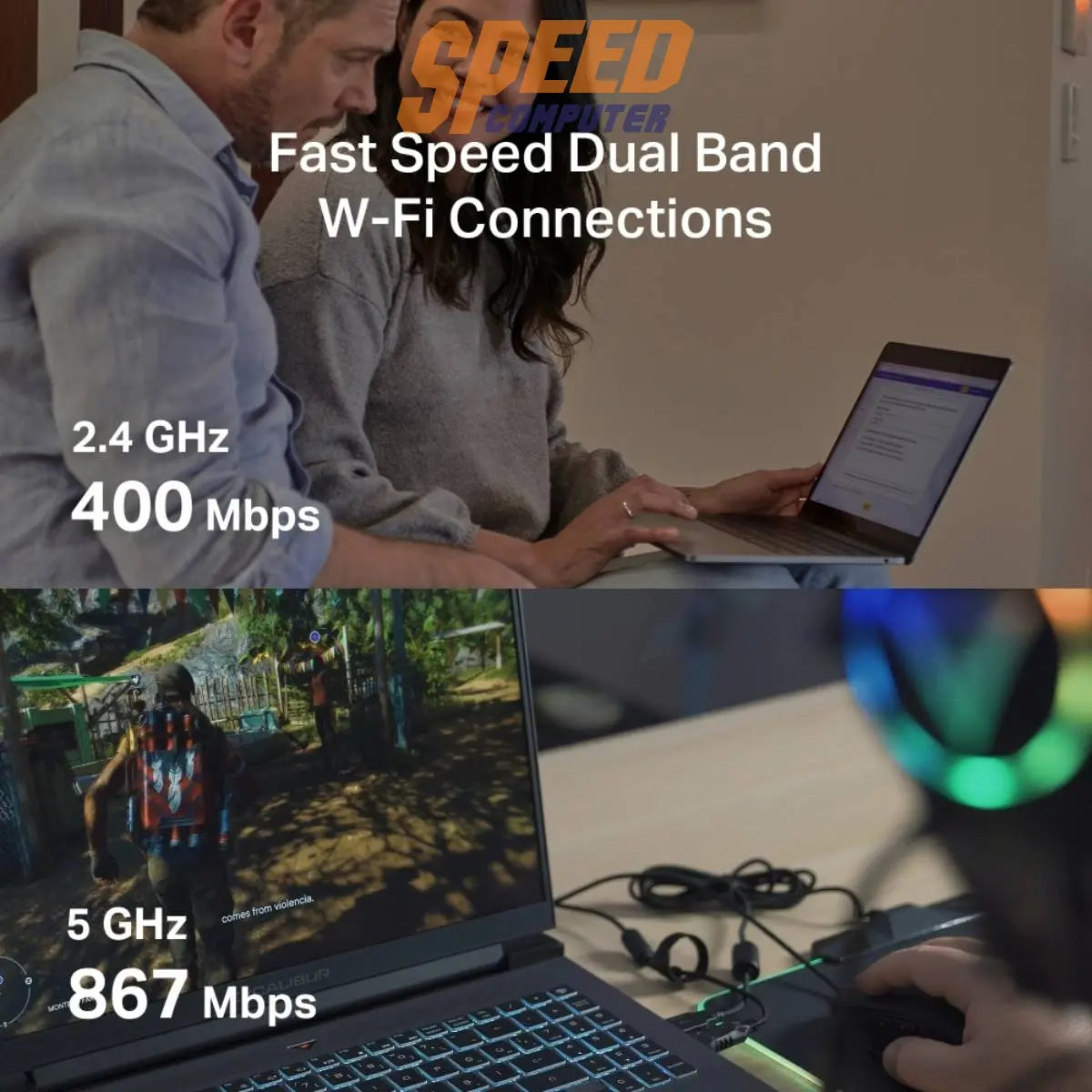 อุปกรณ์รับสัญญาณ Mercusys MA30N AC1300 Nano Wireless Dual Band USB Adapter สีขาว - SpeedCom