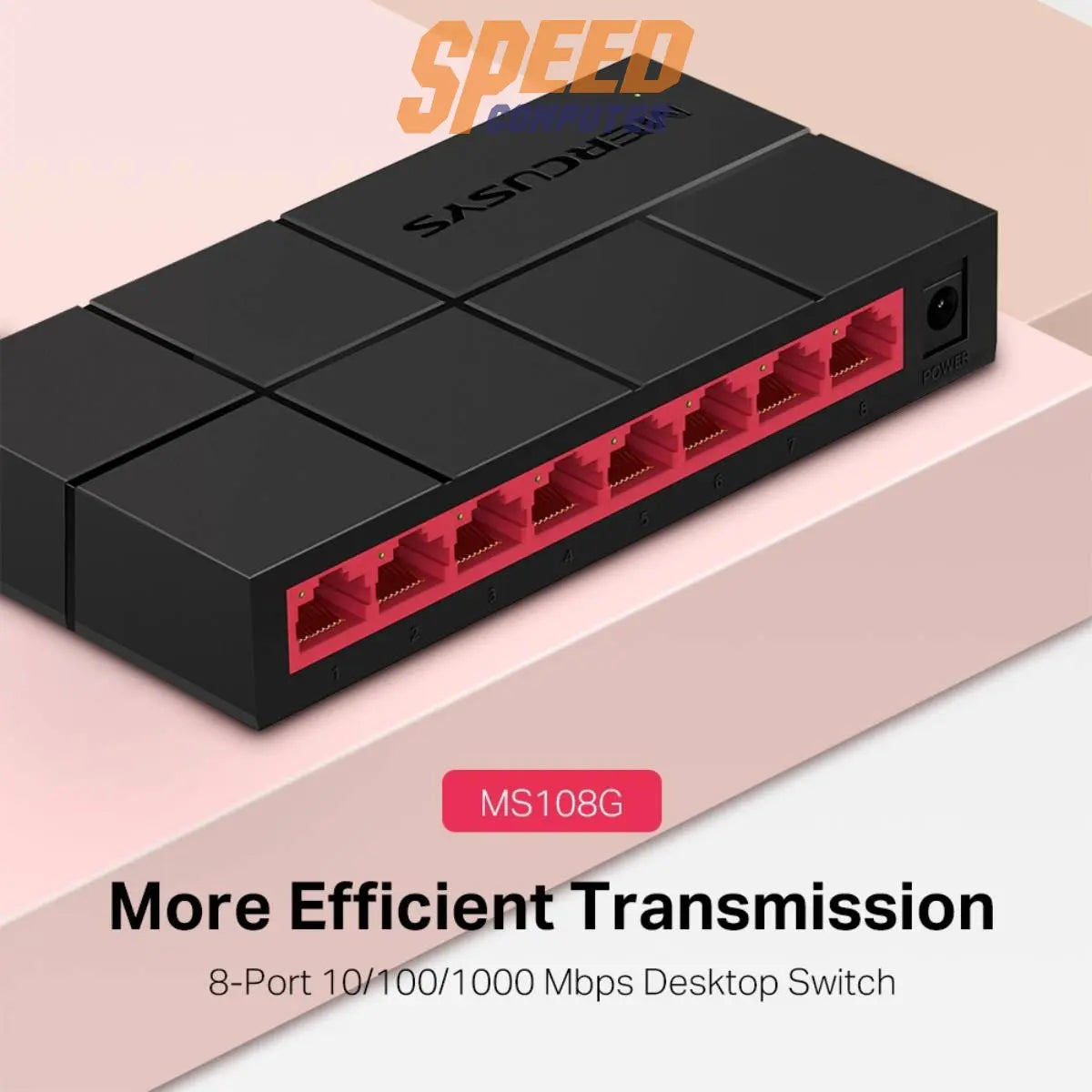 สวิตช์ฮับ Mercusys MS108G 8 - Port 10/100/1,000 Mbps Desktop Switch สีดำ - SpeedCom