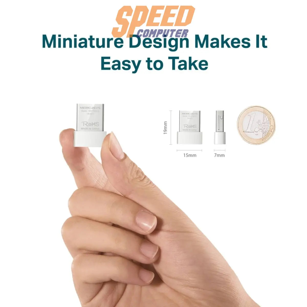 อุปกรณ์รับสัญญาณ Mercusys MW150US N150 Wireless Nano USB Adapter สีขาว - SpeedCom