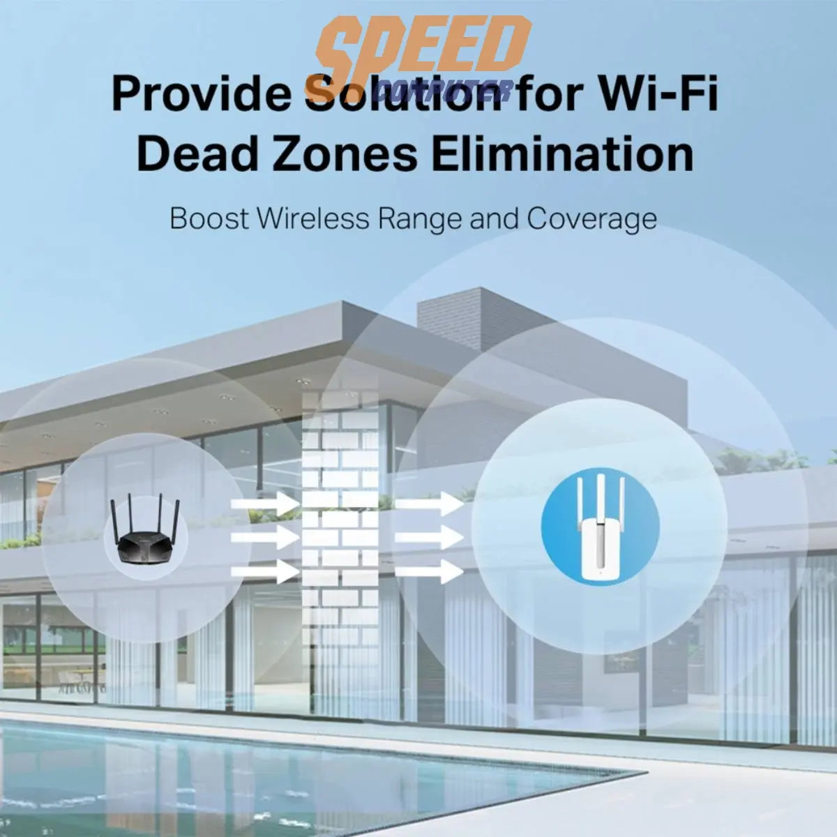 อุปกรณ์ขยายสัญญาณ Mercusys MW300RE 300 Mbps Wi - Fi Range Extender สีขาว - SpeedCom