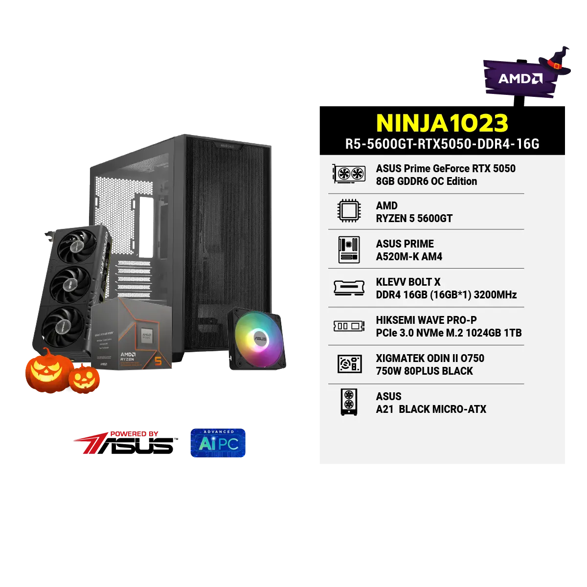 คอมประกอบ NINJA1023-R5-5600GT-RTX5050-DDR4-16G Powered BY ASUS