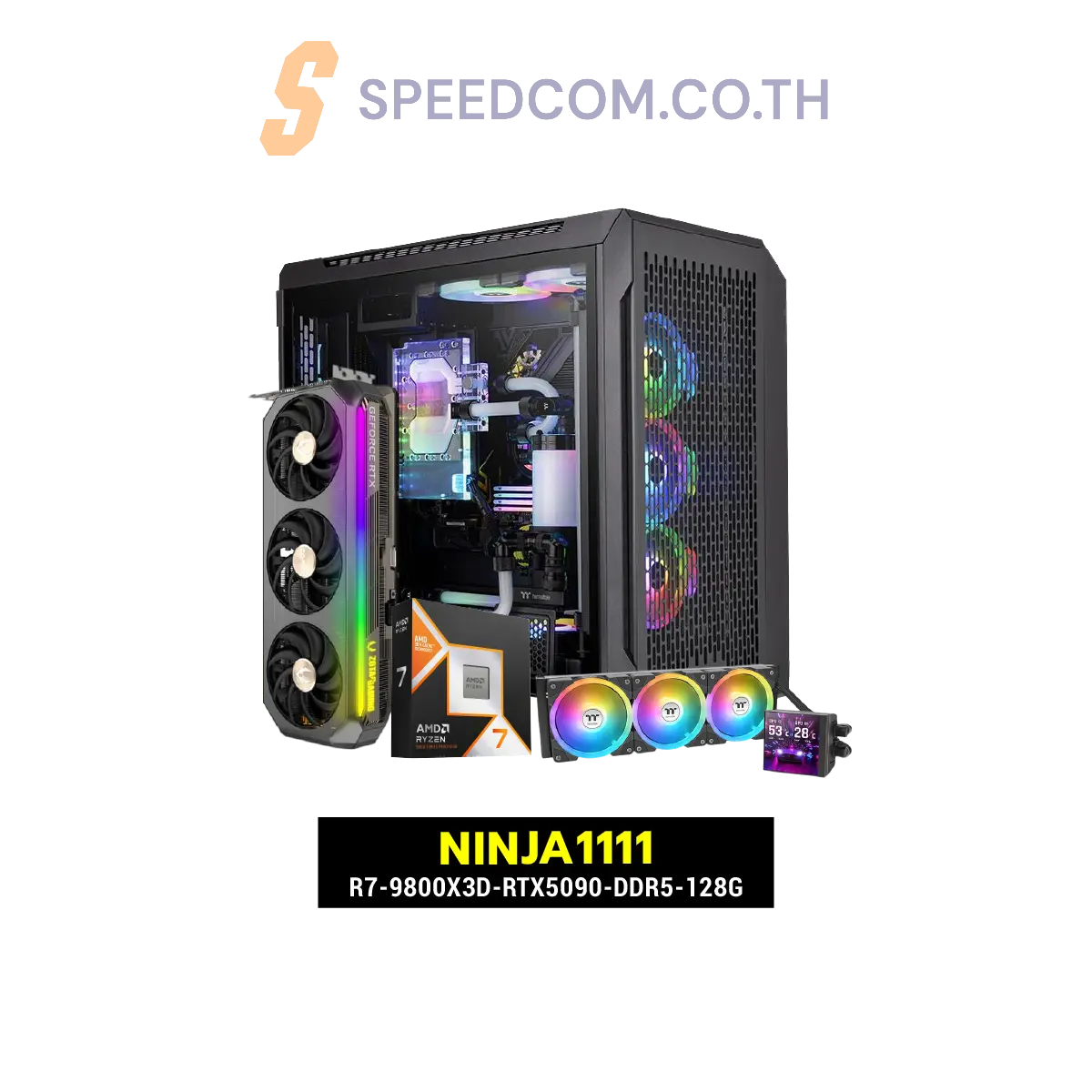 คอมประกอบ NINJA1111-R7-9800X3D-RTX5090-DDR5-128GSpeedCom