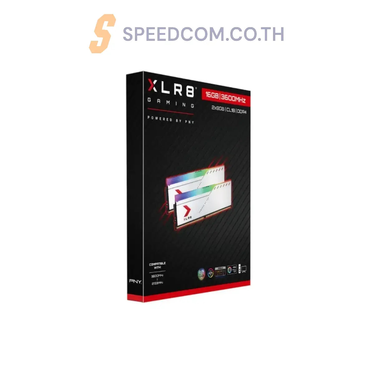 หน่วยความจำ แรม พีซี PNY XLR8 RGB DDR4 3600MHz 16GB(8GBx2) สีเงิน - SpeedCom