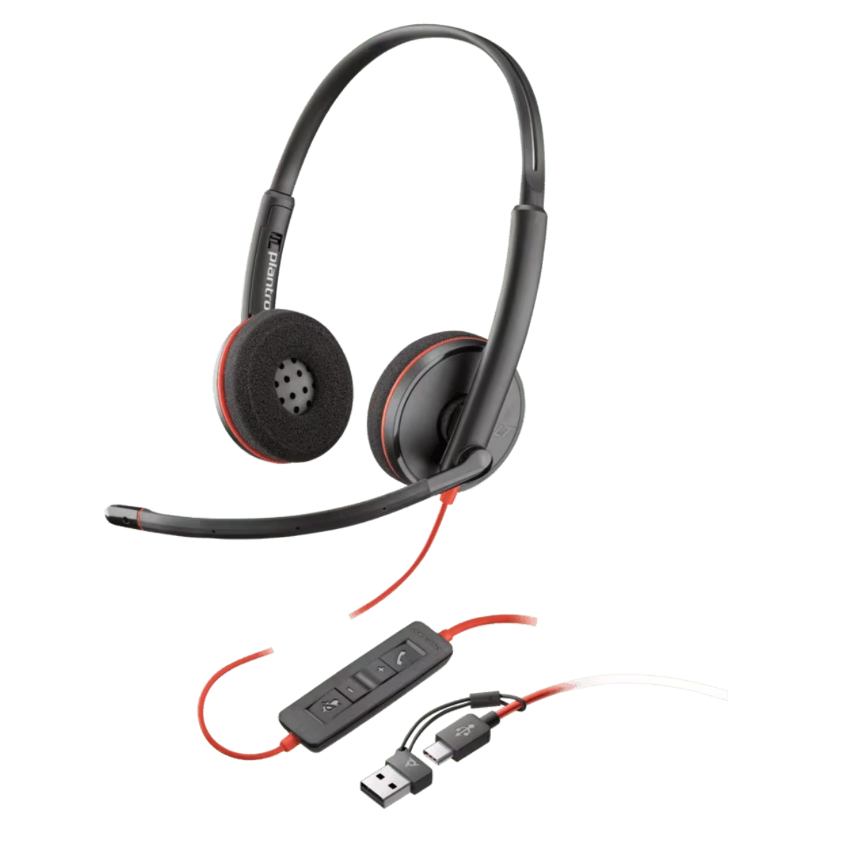 หูฟัง Poly Blackwire 3220 Stereo USB-C Headset +USB-C/A Adapter (8X228AA) - SpeedCom