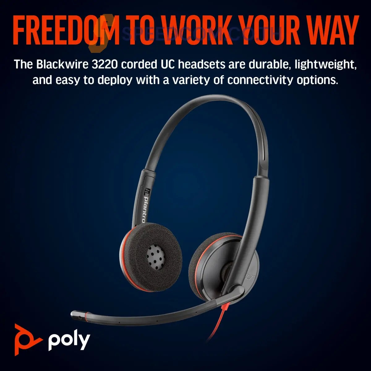 หูฟัง Poly Blackwire 3220 (8X2J9A6)USB-C HS +USB-C/A (BULK) - SpeedCom