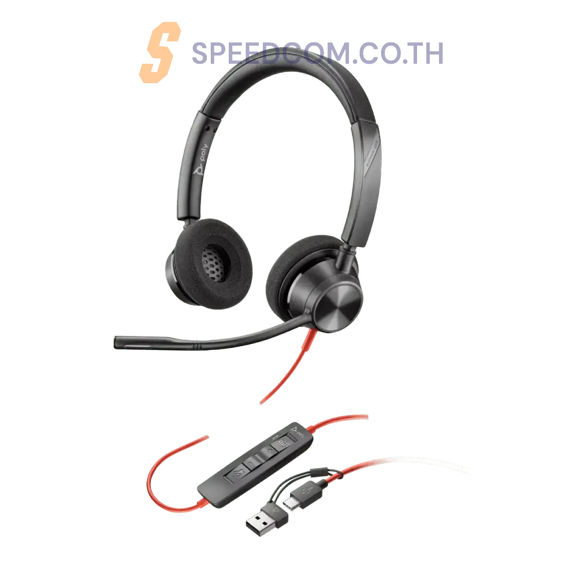 หูฟัง Poly Blackwire 3320 (8X220AA) USB-C Headset +USB-C/A Adapter