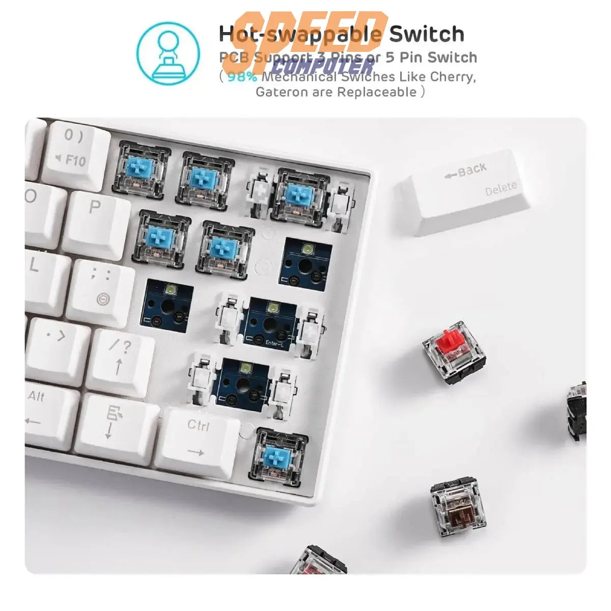 คีย์บอร์ด ROYAL KLUDGE RK61 WH WL BLUE SW สีขาว - SpeedCom