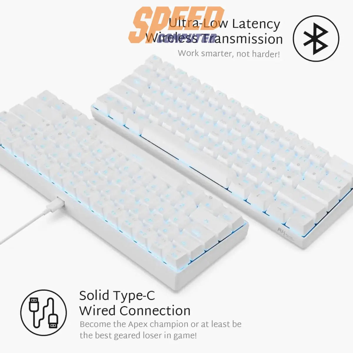 คีย์บอร์ด ROYAL KLUDGE RK61 WH WL BLUE SW สีขาว - SpeedCom