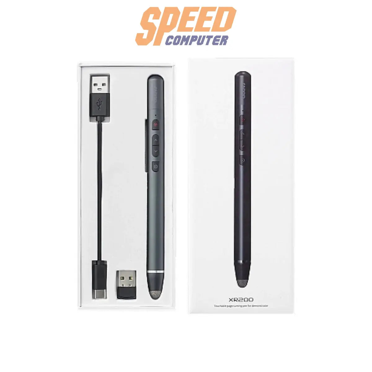ปากกาเลเซอร์พรีเซนต์ Rapoo WIRELESS PRESENTER XR200 - BK สีดำ - SpeedCom