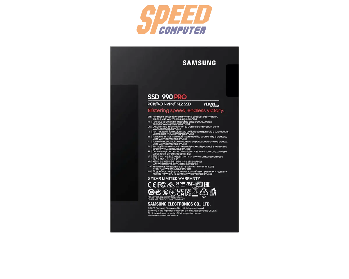 เอสเอสดี SAMSUNG 990 PRO 1TB PCIe 4x4/NVMe M.2 2280 MZ - V9P1T0BW - SpeedCom