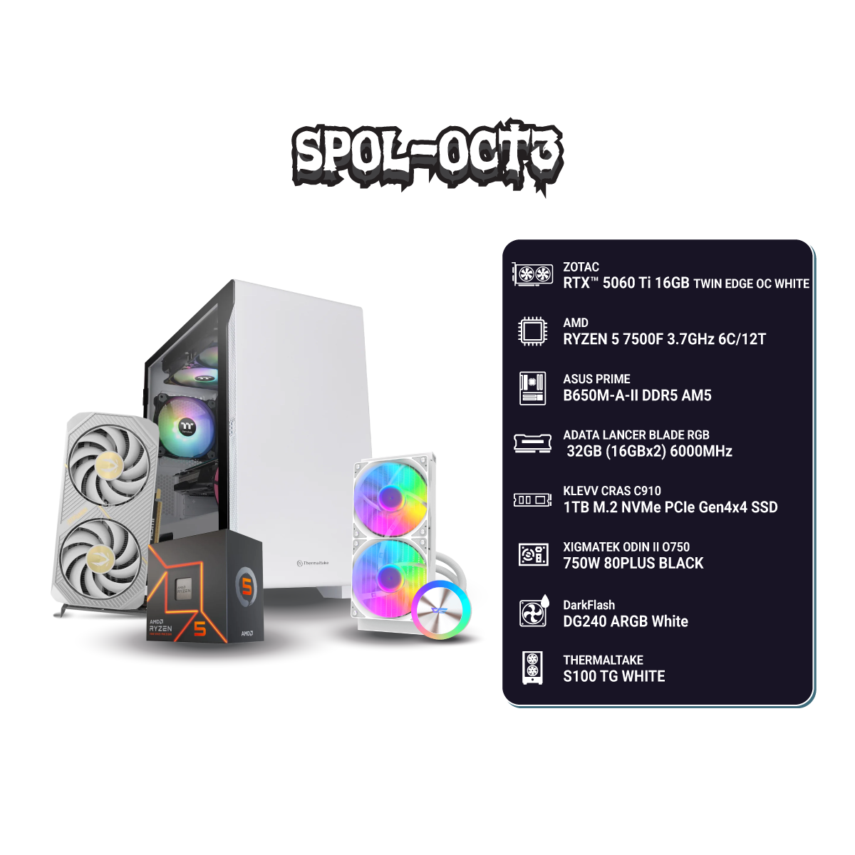 คอมประกอบ SPOL-OCT3-R5 7500F-32GB-1TB-5060 Ti - SpeedCom