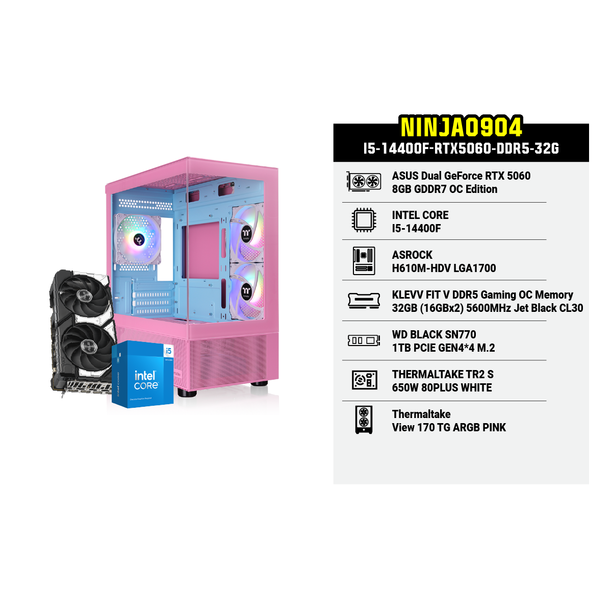 คอมประกอบ Set NINJA0904-I5-14400F-RTX5060-DDR5-32G