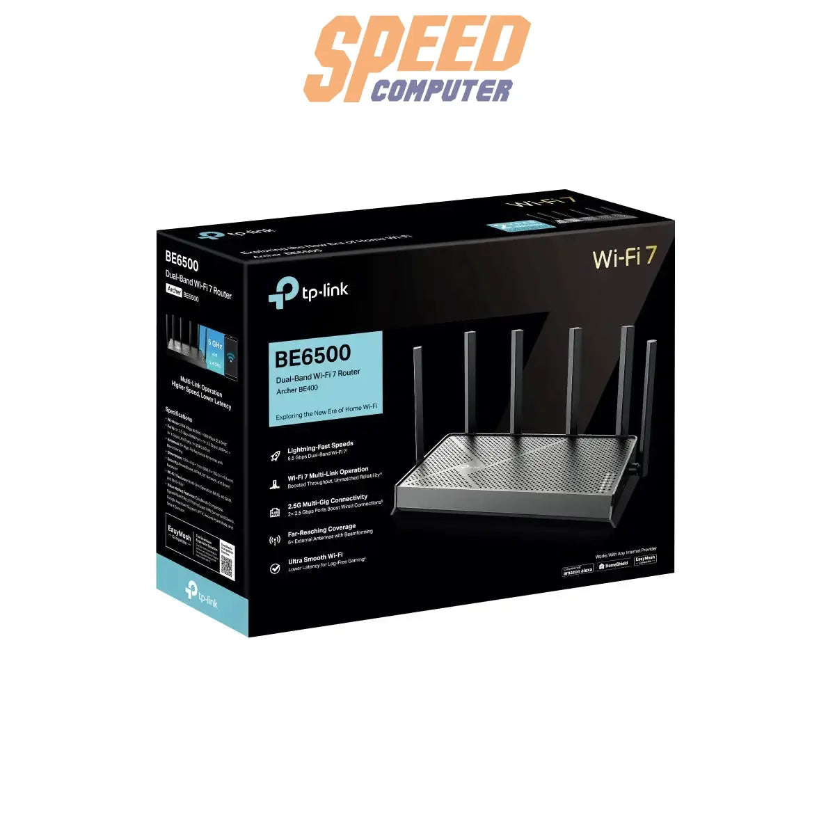 เราเตอร์ TP-Link ARCHER BE400 Dual-Band Wi-Fi 7 ความเร็วสูง สีดำ