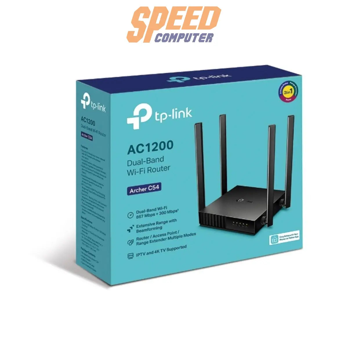 เราเตอร์ TP - Link ARCHER C54 AC1200 Dual Band Wi - Fi Router สีดำ - SpeedCom