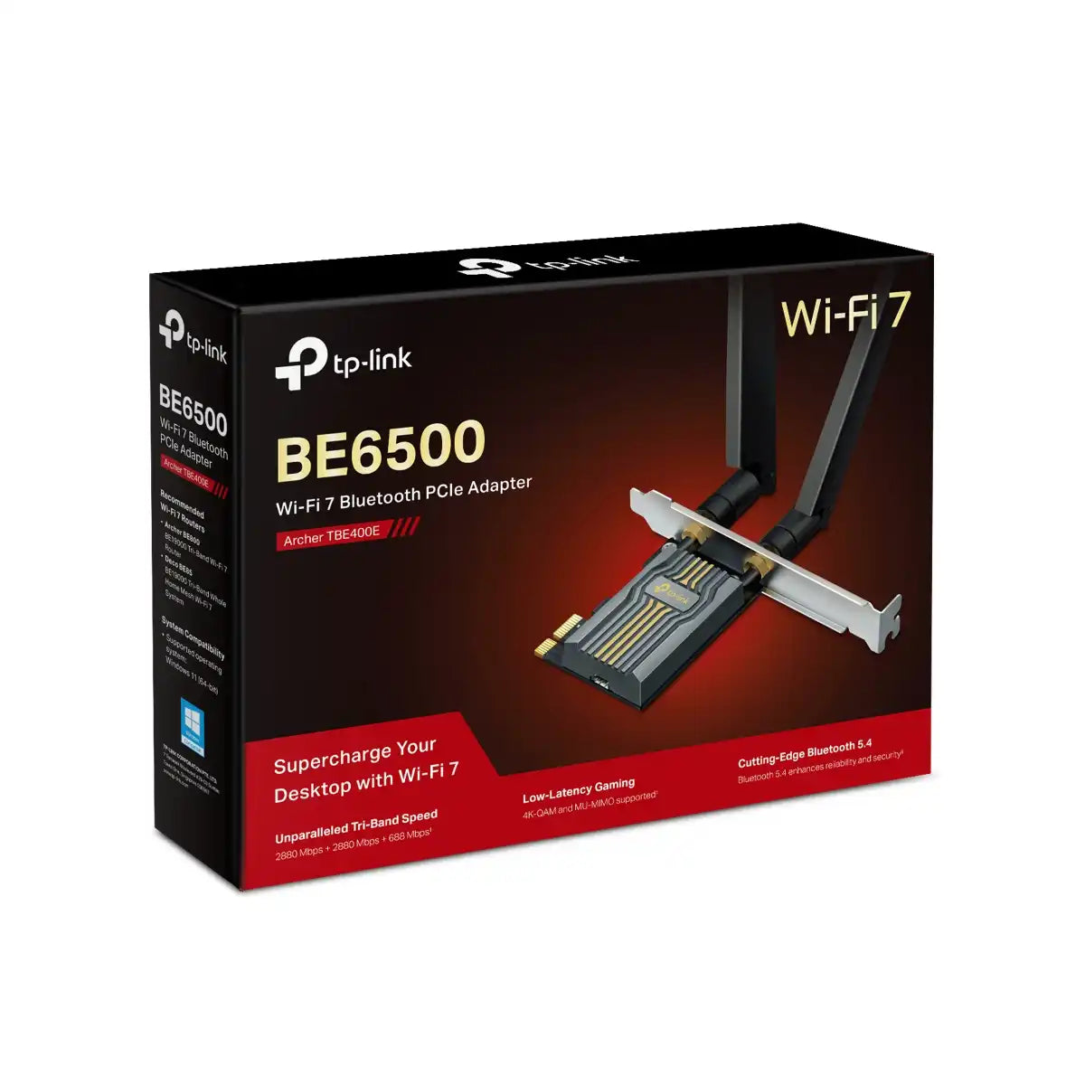 อุปกรณ์รับสัญญาณไวไฟ TP-Link ARCHER-TBE400E BE6500 Wi-Fi 7 PCIe Adapter