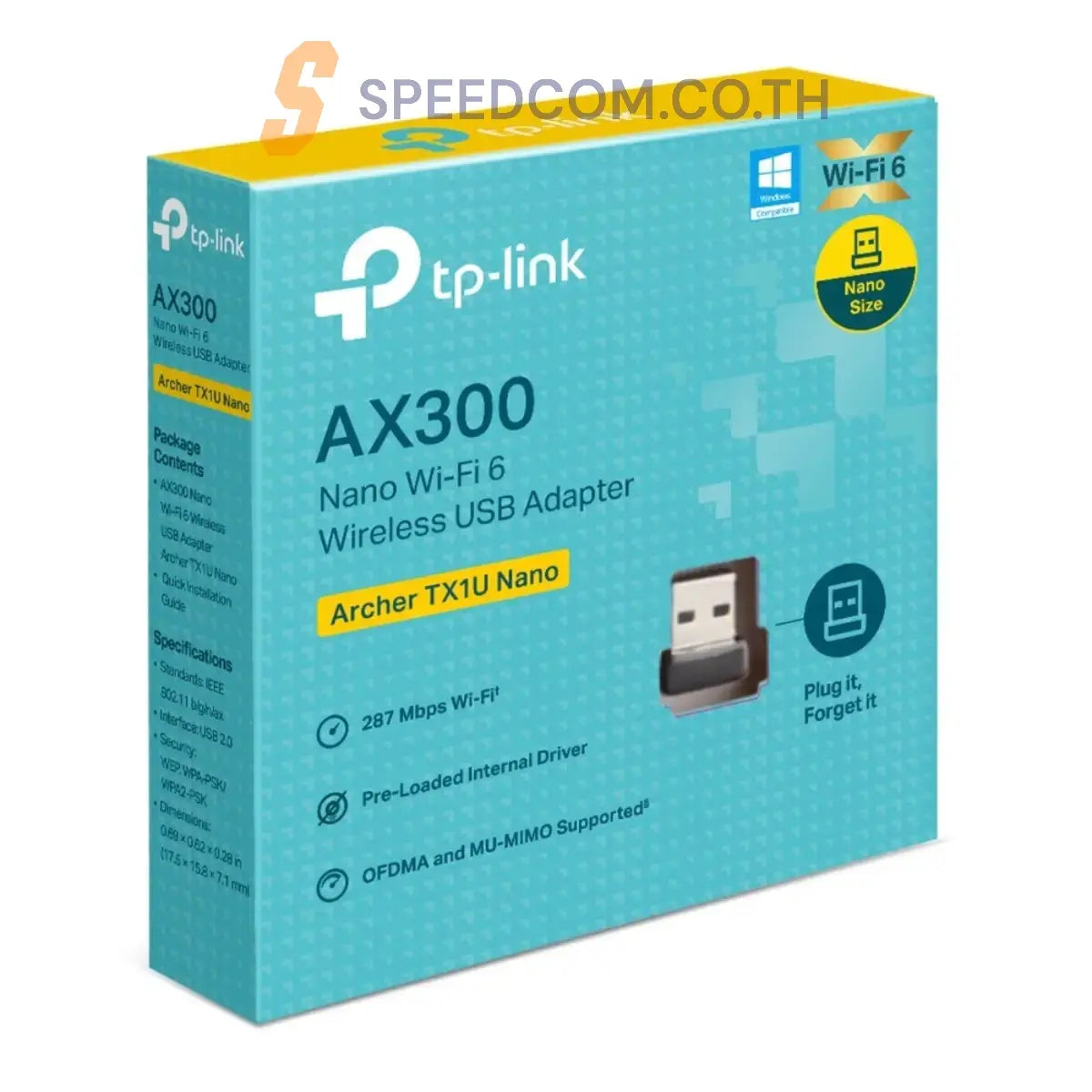 อุปกรณ์รับสัญญาณไวไฟ TP Link ARCHER TX1U NANO AX300 Nano - SpeedCom