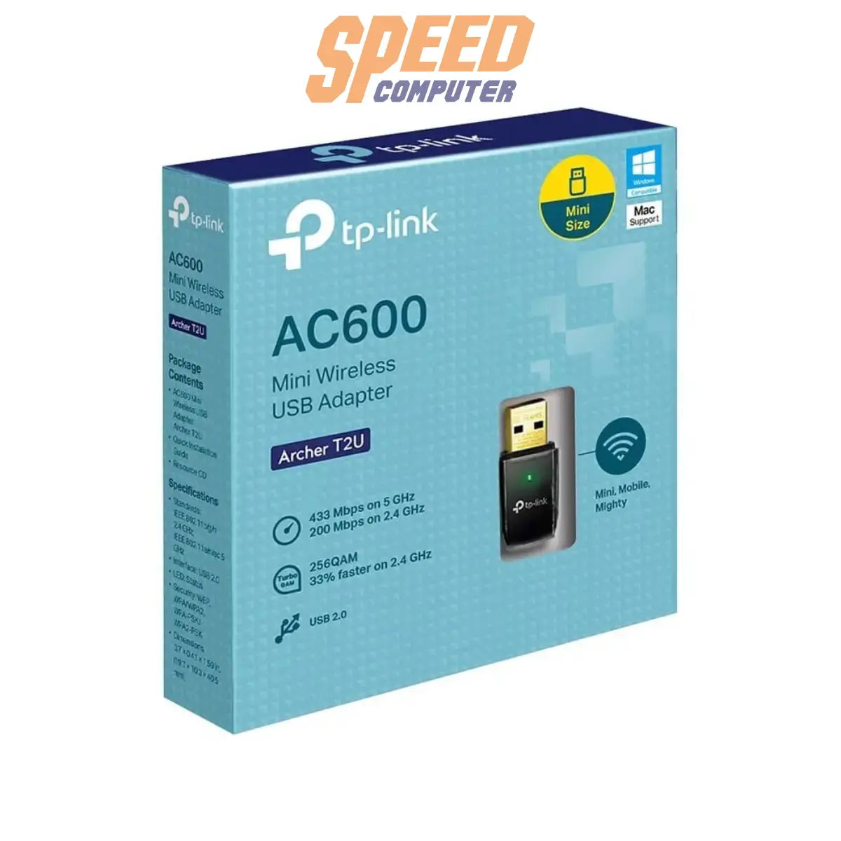 ตัวรับสัญญาณ TP-Link Network Archer T2U AC600 Wireless Dual Band USB Adapter - SpeedCom