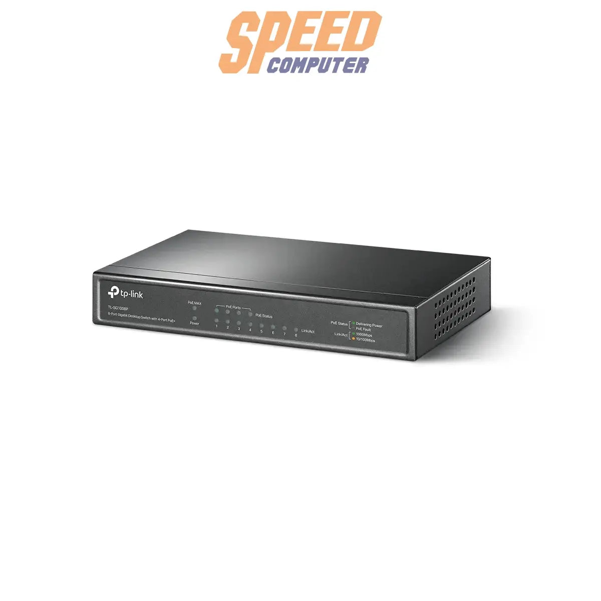 สวิตช์ฮับ TP-Link TL-SG1008P 8-Port Gigabit with 4-Port PoE+ สีดำ - SpeedCom