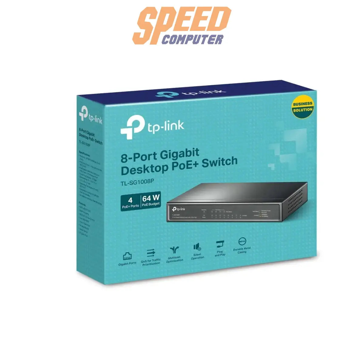 สวิตช์ฮับ TP-Link TL-SG1008P 8-Port Gigabit with 4-Port PoE+ สีดำ - SpeedCom