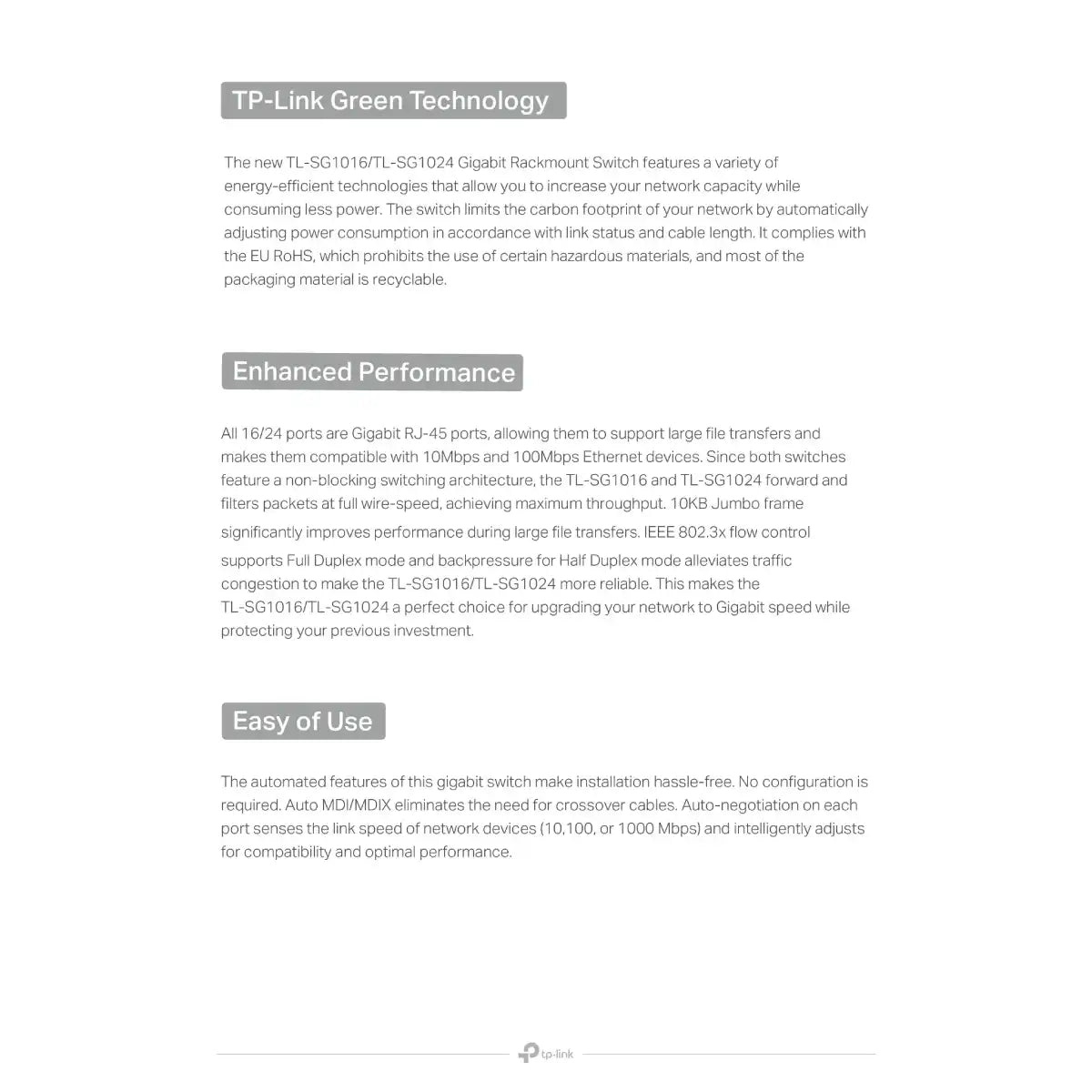 สวิตช์ฮับ TP-Link TL-SG1024 24-Port Gigabit Rackmount Switch สีดำSpeedCom