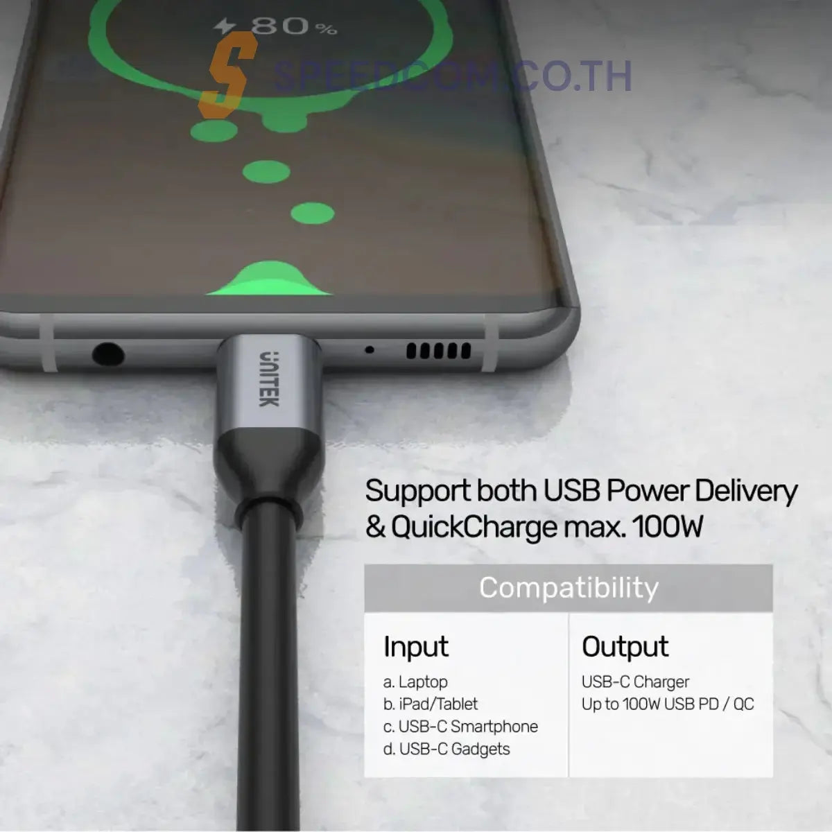 สายต่อจอคอมพิวเตอร์ Unitek C14082ABK USB-C 10Gbps 100W PD 4K@60Hz - SpeedCom