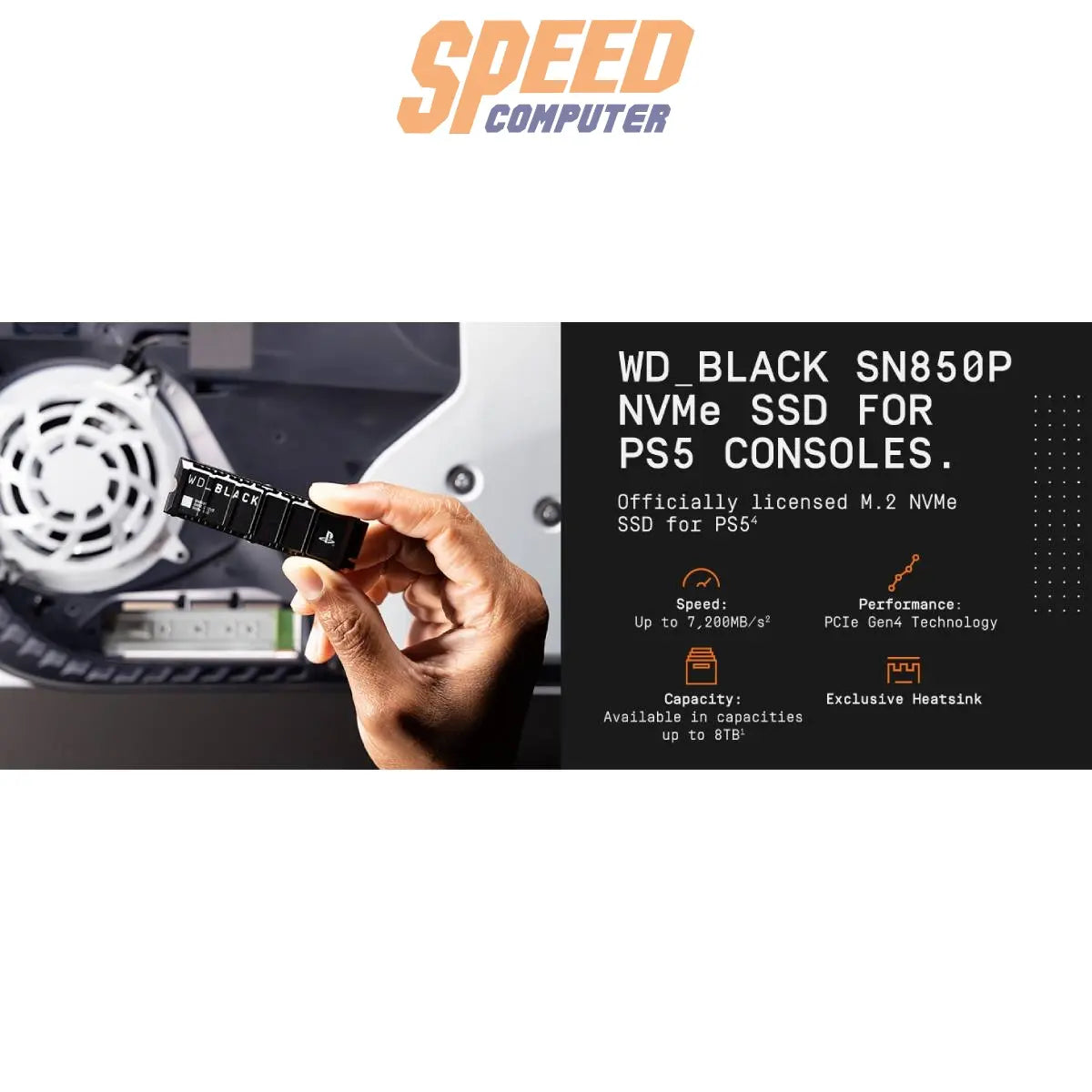 เอสเอสดี WD BLACK SN850P NVMe SSD สำหรับเครื่องเล่นเกม PS5 - SpeedCom