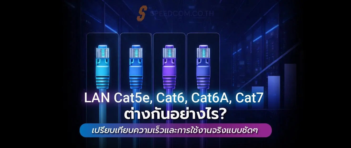 LAN Cat5e, Cat6, Cat6A, Cat7 ต่างกันอย่างไร พร้อมเปรียบเทียบความเร็วใช้งานจริง - SpeedCom