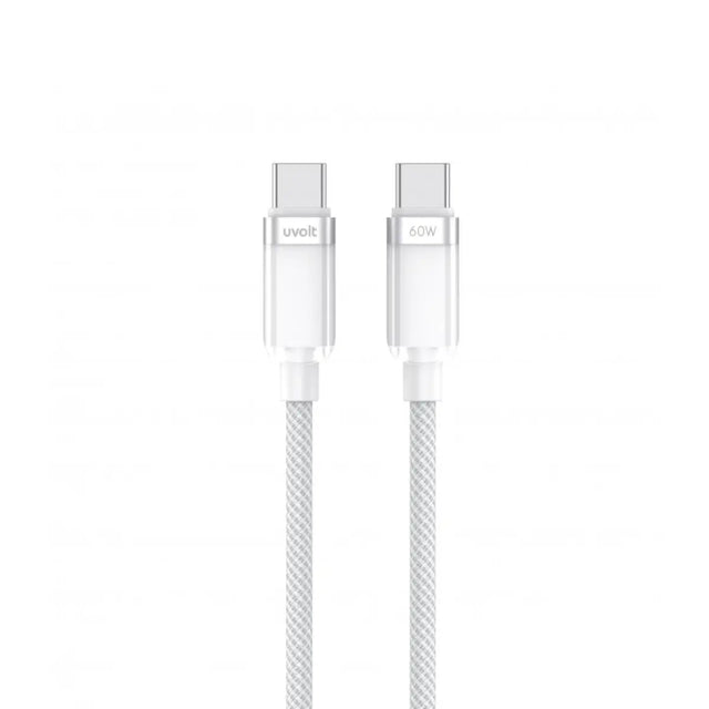 สายชาร์จ Uvolt UVCC-01-WHT USB-C to USB-C 60W 1.2M สีขาว - SpeedCom