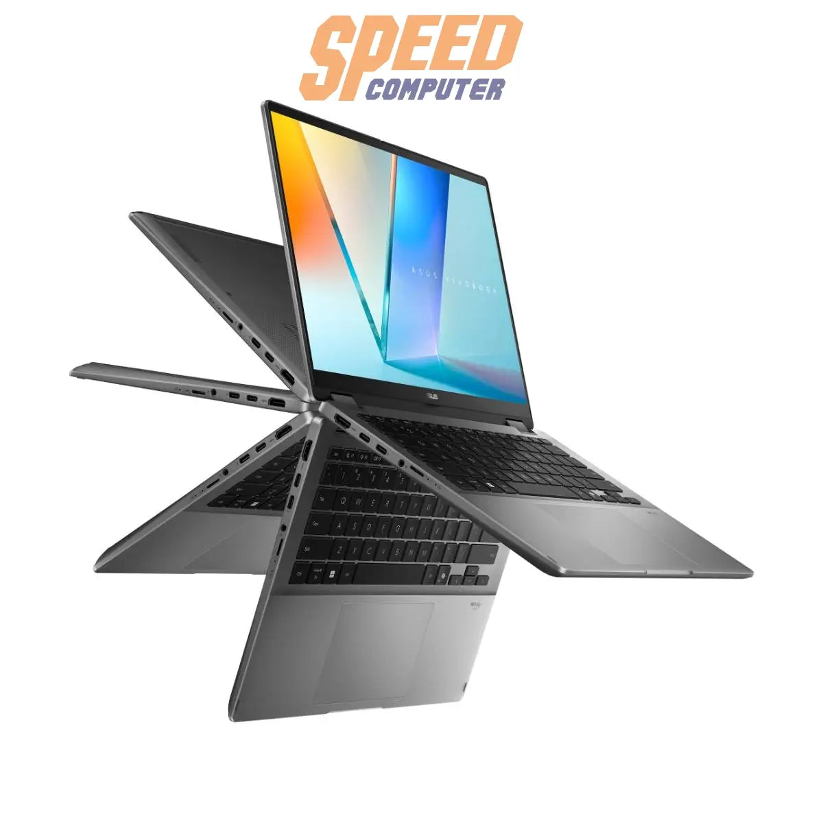 โน๊ตบุ๊ค 2-in-1 Asus Vivobook S14 Flip รุ่น TP3407SA-QL528WA ชิป Intel Core Ultra 5 226V จอสัมผัสพับได้ สีเทา Matte Gray เหมาะสำหรับทำงานและพกพา