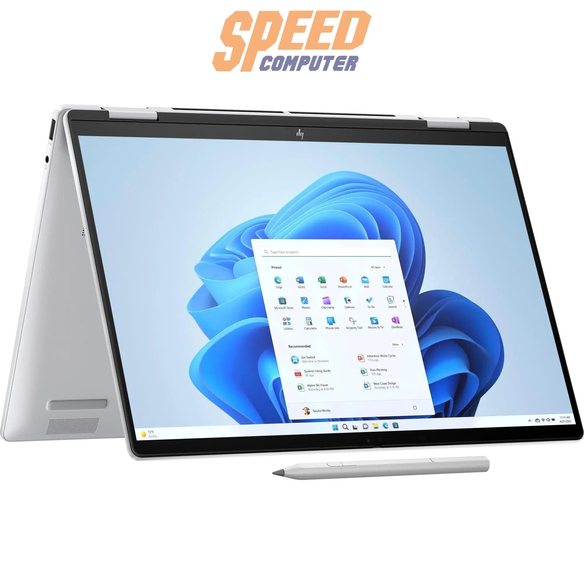 โน๊ตบุ๊ค 2 in 1 HP Envy X360 14-FA0032AU (9Y3X8PA) Ryzen 7 สีเงิน (Glacier Silver) - SpeedCom