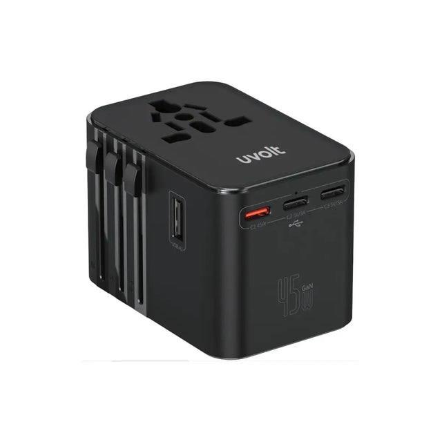 หัวชาร์จ Uvolt UVTA-08-BLK Travel Adapter 3C / 2USB 45W สีดำ - SpeedCom
