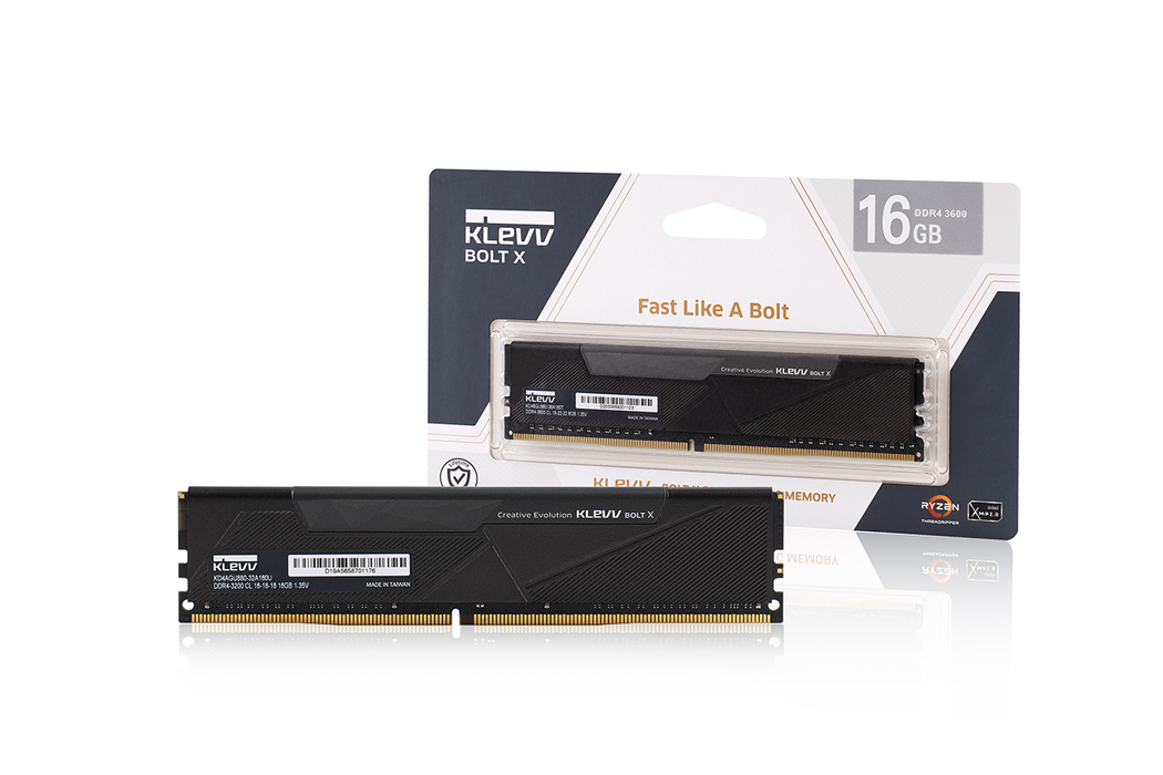 หน่วยความจำ แรม พีซี KLEVV BOLT X 16GB (16GBX1) DDR4 3200MHz KD4AGUA80-32A160T สีดำ