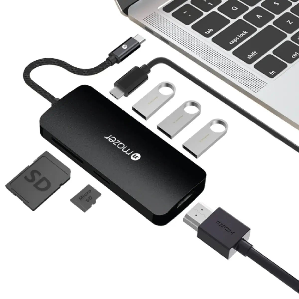 อุปกรณ์แปลงสัญญาณ Mazer USB-C Multiport Hub 7-in-1 (M-UC2MULTI4070-BK) - SpeedCom