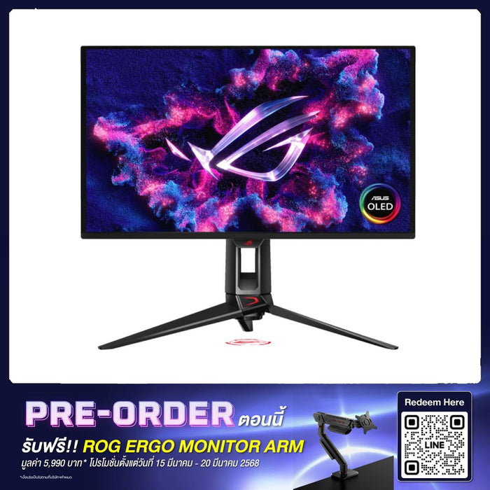 [Pre-Order] จอมอนิเตอร์ Asus ROG Swift OLED PG27UCDM 27.0" OLED 240Hz สีดำ