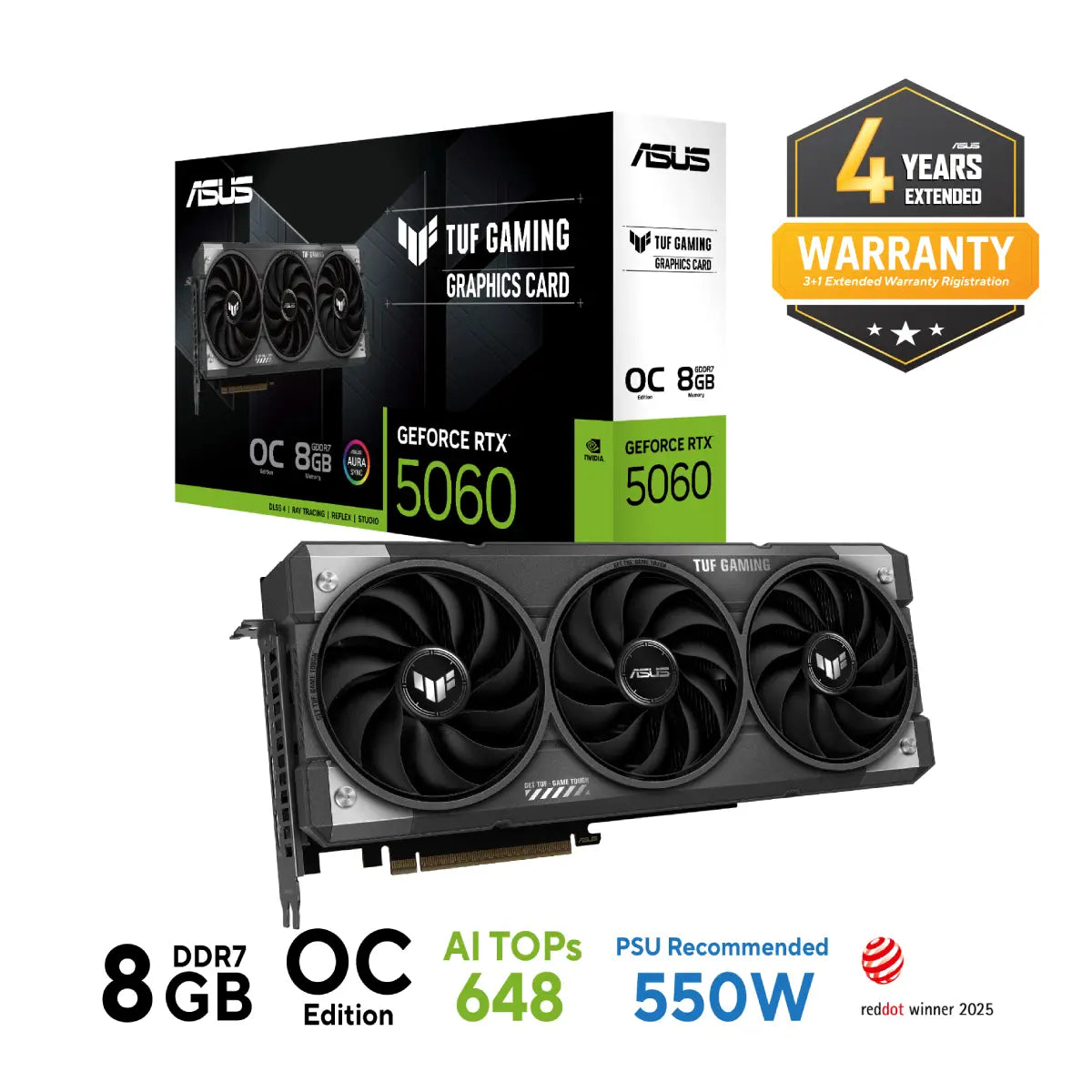 การ์ดจอ Asus TUF Gaming GeForce RTX 5060 8GB GDDR7 OC EditionSpeedCom