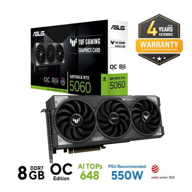 การ์ดจอ Asus TUF Gaming GeForce RTX 5060 8GB GDDR7 OC EditionSpeedCom