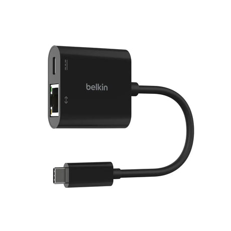 อุปกรณ์แปลงสัญญาณ Belkin USB-C to Ethernet + Charge Adapter 100W (INC019btBK) - SpeedCom