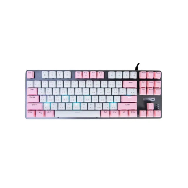คีย์บอร์ด ALTEC GAMING KEYBOARD Lansing TKL GK8404FQ Pink-White 87 keys 60M lifespan  blue switch 2YSpeedCom