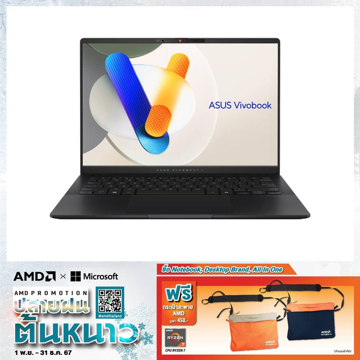 โน๊ตบุ๊ค Asus Vivobook S 14 OLED D5606UA-MX777WF Ryzen 7 สีดำ (Neutral Black)SpeedCom