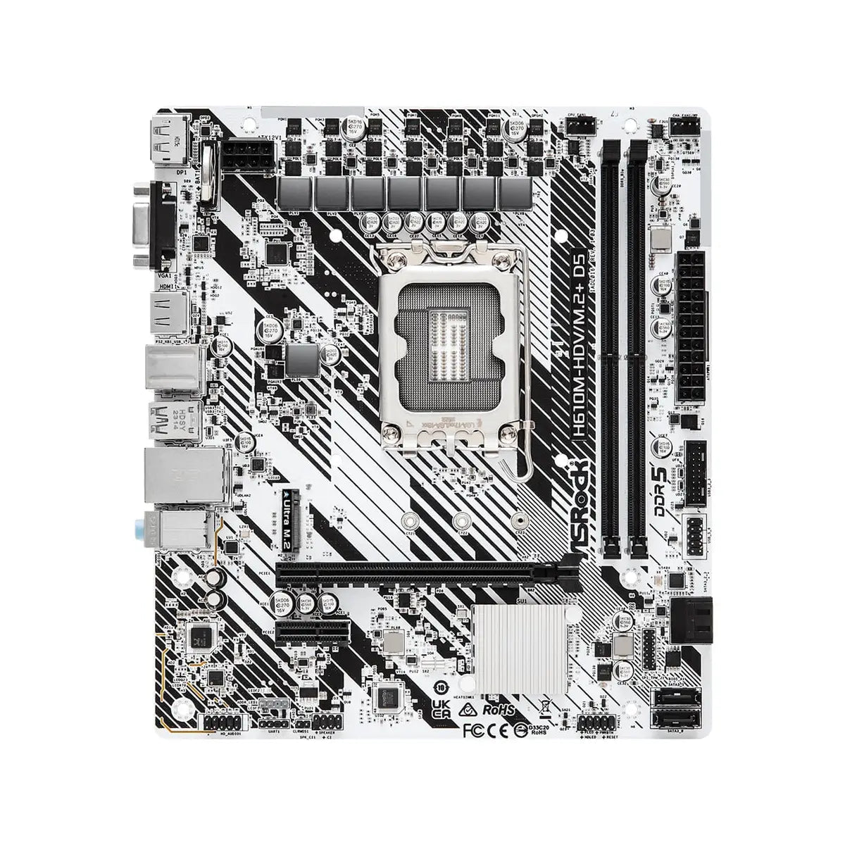 เมนบอร์ด ASRock H610M-HDV/M.2+D5 DDR5 LGA 1700 สีขาว - SpeedCom