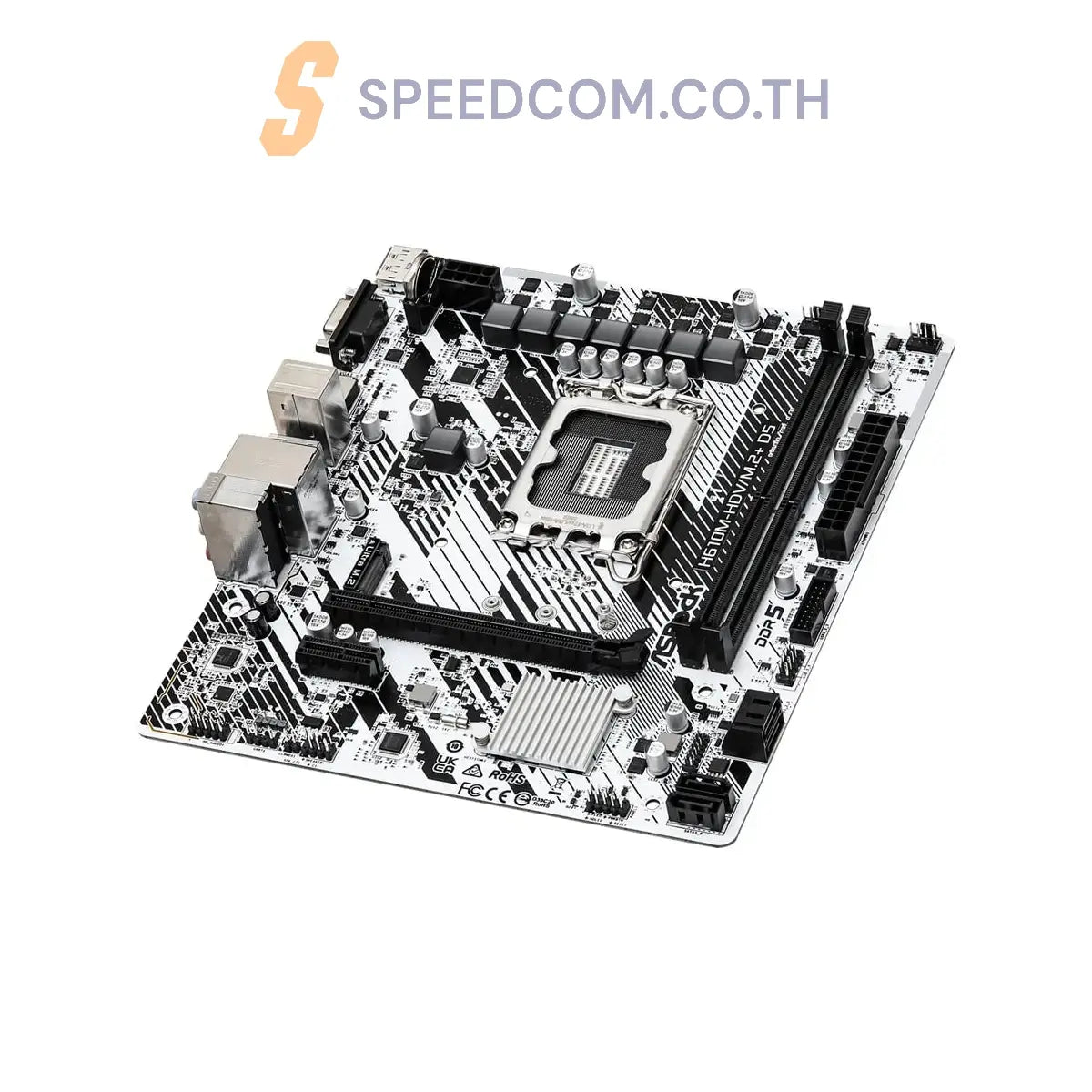 เมนบอร์ด ASRock H610M-HDV/M.2+D5 DDR5 LGA 1700 สีขาว - SpeedCom