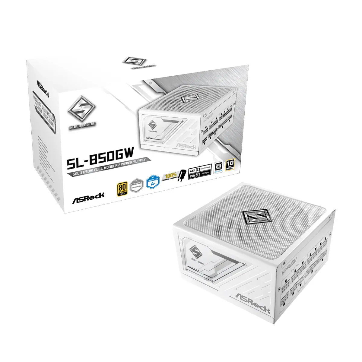 อุปกรณ์จ่ายไฟ ASRock Steel Legend SL-850GW 80 PLUS Gold 850W สีขาว