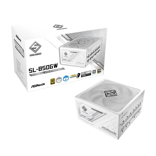 อุปกรณ์จ่ายไฟ ASRock Steel Legend SL-850GW 80 PLUS Gold 850W สีขาว