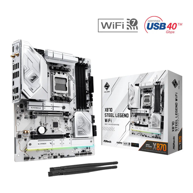 เมนบอร์ด ASRock X870 STEEL LEGEND WIFI AM5 DDR5 ATX สีขาว - SpeedCom