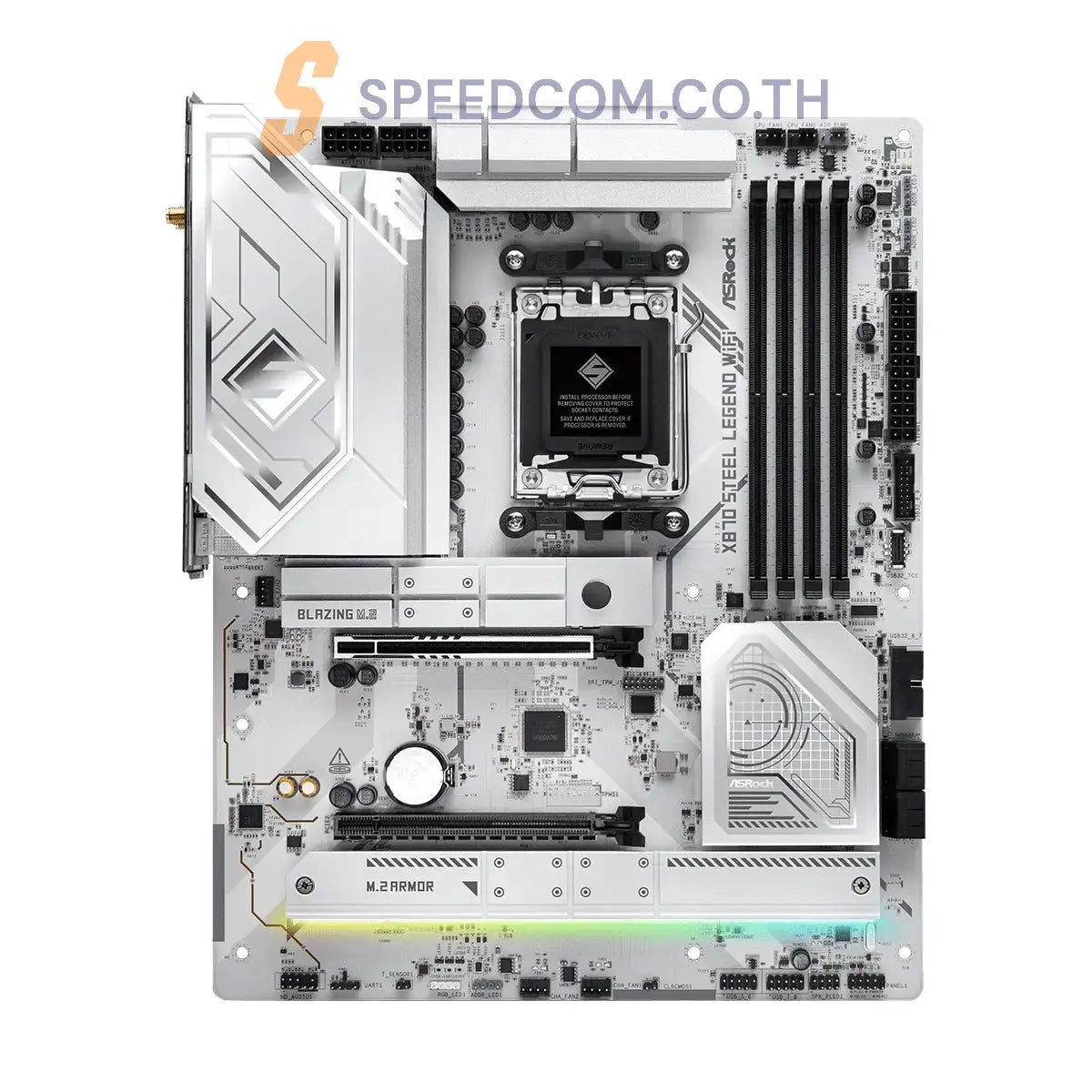 เมนบอร์ด ASRock X870 STEEL LEGEND WIFI AM5 DDR5 ATX สีขาว - SpeedCom