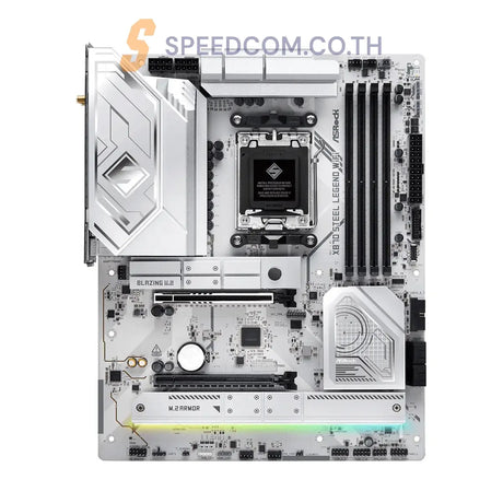 เมนบอร์ด ASRock X870 STEEL LEGEND WIFI AM5 DDR5 ATX สีขาว - SpeedCom