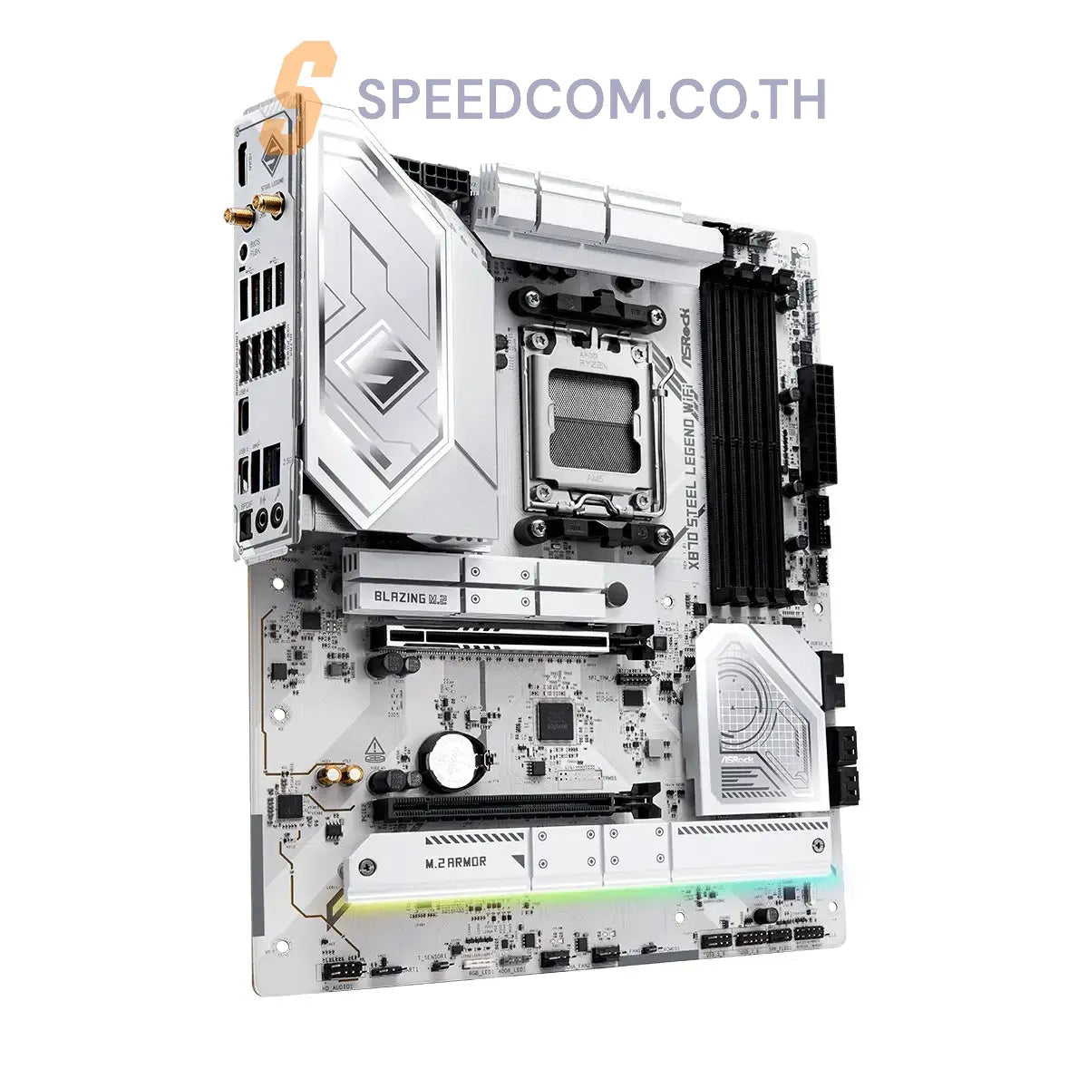 เมนบอร์ด ASRock X870 STEEL LEGEND WIFI AM5 DDR5 ATX สีขาว - SpeedCom