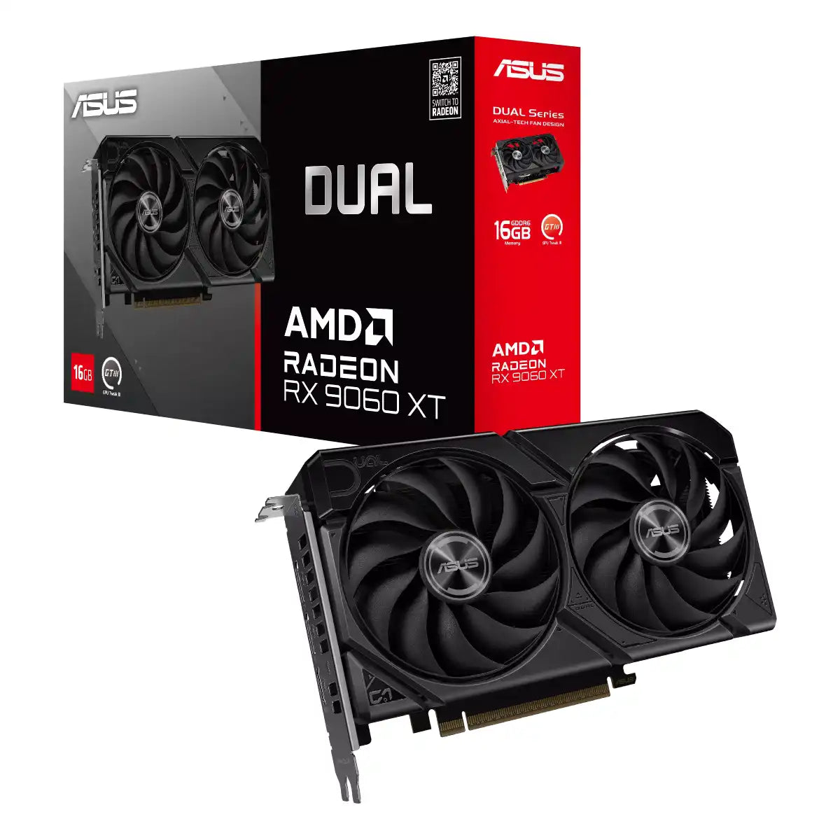 การ์ดจอ Asus Dual Radeon RX9060XT 16GB GDDR6 สีดำ