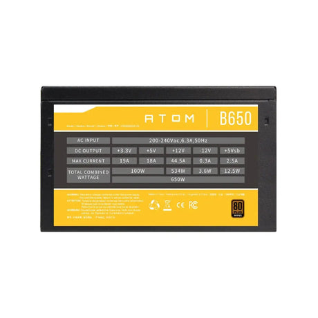 อุปกรณ์จ่ายไฟ Antec ATOM B650-US 80 PLUS BRONZE ATX สีดำ - SpeedCom